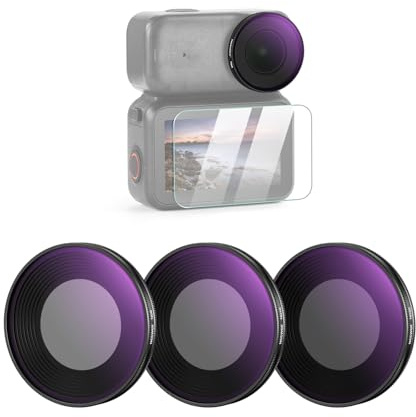 NEEWER ND Filter Set Compatible with DJI Osmo Nano (ND8/16/32), Screw On Action Camera Lens Neutral Density Filter Multicoated Optical Glass Photography Accessories with Screen Protector, 3 Packs