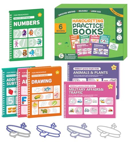 Cahiers D'écriture Rainurés | Jouets Éducatifs Réutilisables Pour Le Tracé,Cahier d'Apprentissage des Lettres et de l'Écriture - pour Garçons Filles Enseignants Maternelle École à la Maison Voyage Été
