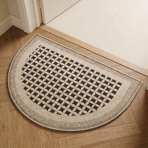 HOMECOVER Semi-Circulaire Paillasson, Antidérapant Paillasson D Entree Interieur Absorbantes épaisse Lavable pour Entrée Intérieur Cuisine-B-60×90cm