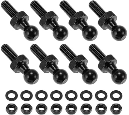 HOPESPANNER 1 Set Perno Sferico M6 Testa 10mm / 0.39 Lunghezza 33mm / 1.3 Nero Ferro Accessori Montaggio Gas Spring Strut Con 8 Pcs Bulloni A Testa Sferica Rondelle E Dadi