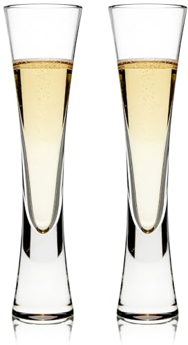 MEETOZ 2 Pack 150mlChampagne Flutes, Mouthblown & Handmade Glasses, Champagne Flutes Glass, for Prosecco, Cocktail, Wine and Juice, Wedding, Anniversary, Outdoor