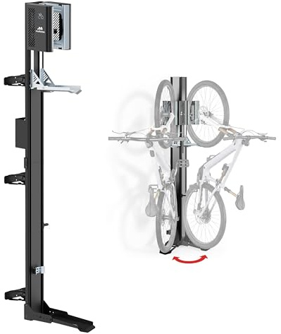 MADAMO Fahrradlift schwenkbar - Fahrrad Wandhalterung vertikal (bis 32kg) - Fahrradaufhängung Wand - Bike Wall Mount für Garagen Ordnung - Für alle Fahrradtypen inkl E-Bike, MTB & Rennrad - Schwarz