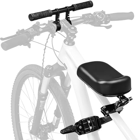 Barnstol fram för cykel, barnstol med styre och pedaler, avtagbar framsäte för mountainbike, framsäte för cykel, cykelsäten, för dagligt bruk och äventyr