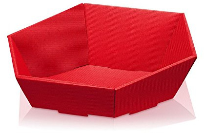10 Stück Präsentkorb Dekowell Swing rot, Geschenkkorb, Wellpappkorb 6-eckig - Größe: groß