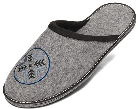 BeComfy Chaussons Hommes Feutre Semelle en Feutre Très Légère Gris Noir 40 41 42 43 44 45 46 UE (Gris foncé, Système Taille Chaussures EU, Adulte, Numérique, Moyen, 40)