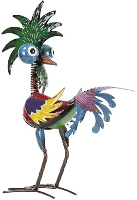 Alpine Corporation 48 cm Tall Indoor/Outdoor Wild Tropical Metal Rooster Yard Statue Decoration, Multicolor