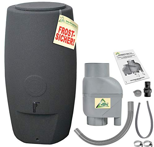 Colonne de fûts de Pluie Säule 250 l Anthracite avec Filtre de Descente T33 Gris - Le fût d'eau de Pluie Mince ! Conteneur de Pluie pour Stockage de Pluie. Compact et Pratique avec Beaucoup de Volume