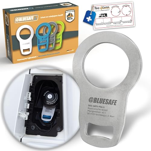 MaJoCompTec® Tankdeckel Sicherung I Tanksicherung für AdBlue Tankverschluss Deckel I Zubehör Kastenwagen Wohnmobil (für Citroen Jumper, Edelstahl)