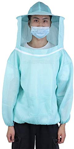 Atmungsaktiv Bienenzucht Anzug Beekeeper Jacke Schutzausrüstung Zubehör mit Schleier Imker die Bienenzucht Anzug (Color : Blue)