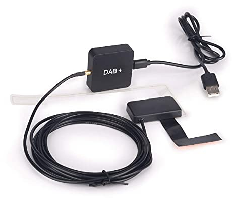 Erisin DAB+ Empfänger mit Dual-Tuner & USB-Anschluss, Digitalradio Adapter mit 3M MCX Antenne, Unterstützt Android 14/13/12/11/10/9+, DAB+ Tuner für Autoradios mit UKW-Übertragung