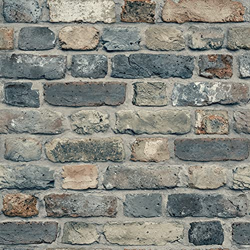 Vlies Tapete Bruchstein Mauer Klinker Ziegelstein anthrazit grau braun WL2204