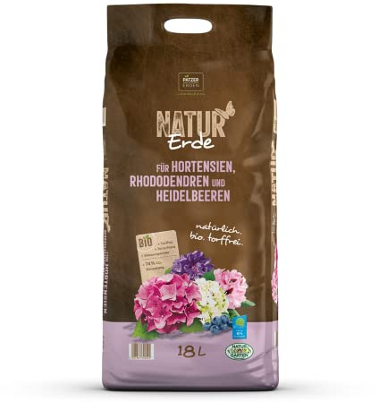 NATUR Erde für Hortensien, Rhododendren und Heidelbeeren, 18l, Hortensienerde, Rhododendronerde, Heidelbeerenerde