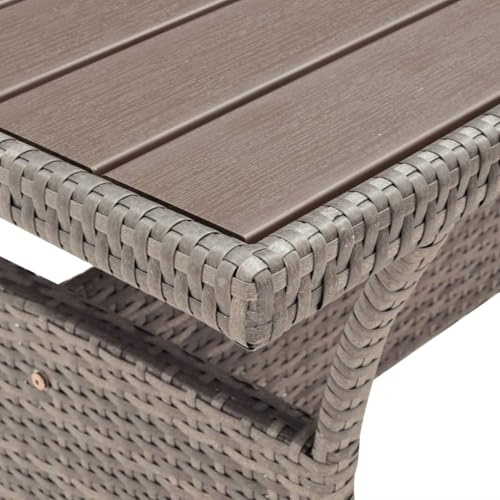 Gecheer Gartentisch Essbereich Esstisch Terrassentisch Outdoor-Tisch, für den Garten, als Beistelltisch oder Campingtisch, Grau 120x70x66 cm Poly Rattan