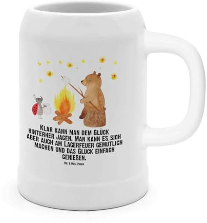 Mr. & Mrs. Panda Bierkrug Bär & Marienkäfer Lagerfeuer - Geschenk, Teddybär, 5 l, Teddy, 0, Steinkrüge, Bierkrüge