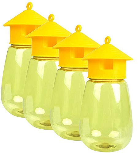 Trjgtas Juego de 4 trampas reutilizables para moscas, trampas para moscas y frutas atrapamoscas al aire libre