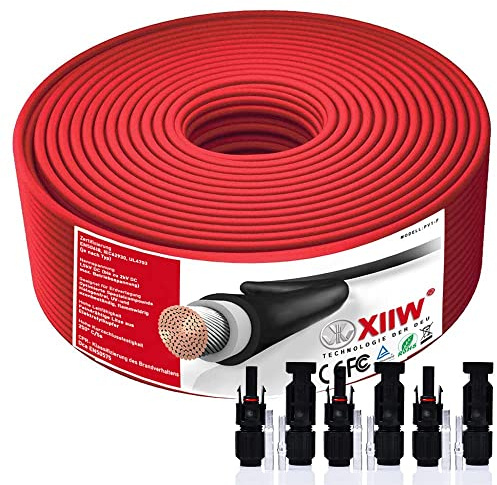 4mm² 10m Solarkabel für Balkonkraftwerk, Solarpanel, PV, Erdverlegbare | mit 30A Solarstecker IP67, 4mm2 Photovoltaik Solar Verlängerungskabel Solarkabel Verlängerung Wasserdichter Rot