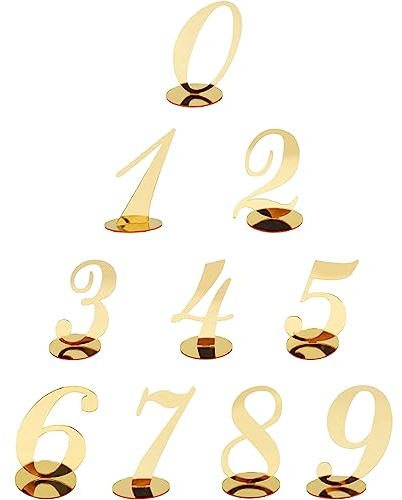 10 Pièces Numéros De Table, Numéro De Table Mariage Or, Numéros 0-9