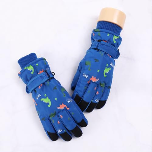 Skihandschuhe Kinder wasserdichte Winddichte Schneehandschuhe für Junge Mädchen Winterhandschuhe Skifahren Snowboard Kinderhandschuhe Warm Snowboardhandschuhe Verdickt Handschuhe Radfahren (Blau)