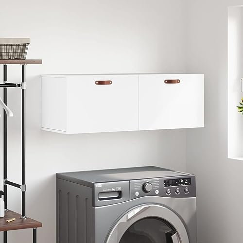 Homgoday Väggskåp, väggskåp med förvaringsutrymme, köksskåp, badrumsskåp, överskåp för vardagsrum, arbetsrum, sovrum, hall, vit, 100 x 36,5 x 35 cm, trämaterial