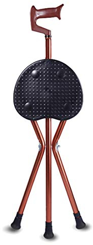 SilteD Elder Cane Klapphocker, dreifüßiger Stuhl, höhenverstellbar, Massage, leicht, Teleskop-Gehstock, Angelsitz, tragbar, Dicke Krücken aus Legierung