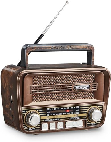 Gelielim Retro Radio AM FM, tragbare Kurzwellenradios mit bestem Empfang, Bluetooth 5.3 Lautsprecher, batteriebetriebene Radios unterstützen TF-Karte/USB, Geschenkidee für Ältere, Retros Vintage Dekor