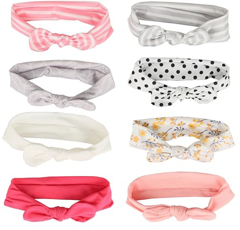 4 Piezas Lazos Pelo Niña - Turbante Bebé Algodón - Diadema (4 Multicolor + 4 Rosados)