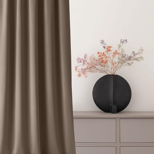 room99 Vorhang mit Kräuselband Aura 140 x 250 cm Breite x Höhe Schiebegardinen Modern Curtain Wohnzimmer Schlafzimmer Nugat, 1 Stück