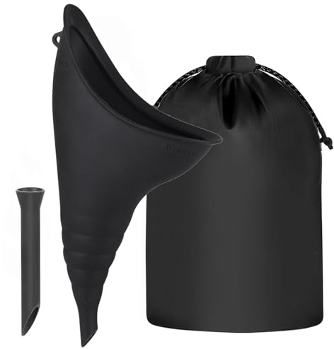 SSKHE Weibliche Urination Gerät, Tragbares Urinal für Frauen, Weibliches stehendes Urinal, Silikon Trichter Urinbecher, für Outdoor, Aktivitäten, Camping (Schwarz)