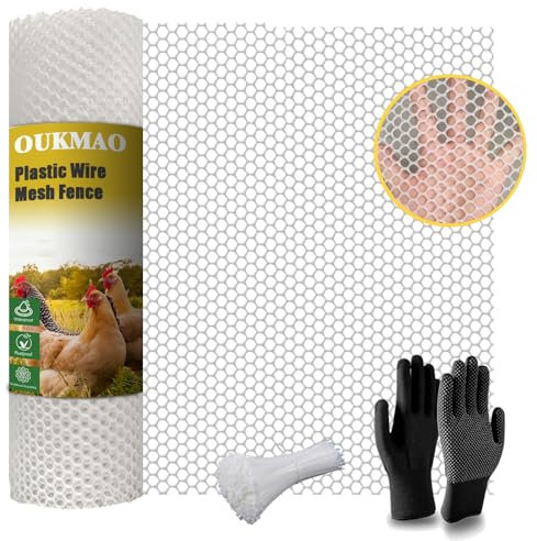 Chicken Wire Mesh Roll 3m Poultry Breeding Netting Plastic Mesh Fencing Garden Balcony Fence Mesh for Poultry, Dogs, Rabbit, Animal Barrier, Floral,Snake Barrier & Gardening (White, 40cm x 3m)