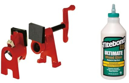 Rohr-Schraubzwinge BPC-H34 & Titebond ZL-141/5 Ultimate Holzleim für den Innen und AuÃŸenbereich, wasserfest, 946 ml