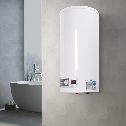 Loobiiny Scaldabagno elettrico verticale, 50 l, con doccetta e tubi, scaldabagno per cucina