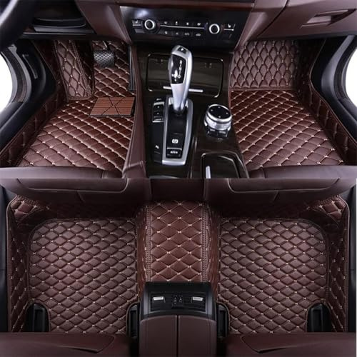 Leder Auto Fußmatten für BMW Série 7 G11 2015-2023 G11, All Inclusive Wasserdichtes Anti-Rutsch All Weather Autoteppich Zubehör, Fussmatten Zubehör,A/Coffee
