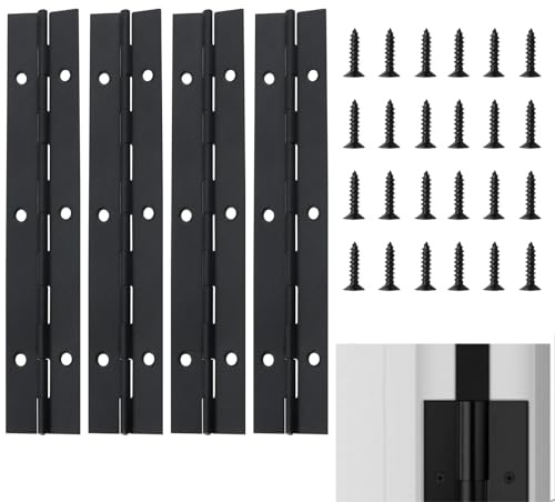 4 Stück Klavierband 15 cm, Klavierband Edelstahl Klavierband Scharnier Klavierscharnier mit 24 Schrauben, Edelstahl Scharnier Klavierband Stangenscharnier für Klavier Kabinett Tür(Schwarz)