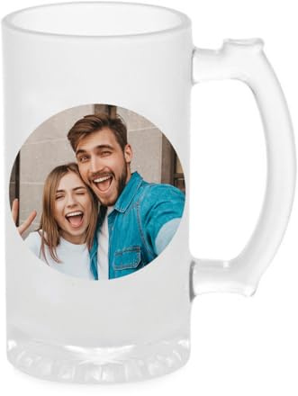 Jarra de Cerveza Personalizada con Foto Cristal Mate 500 ml Regalo Padre Amigo Hermano Novio Cervecero