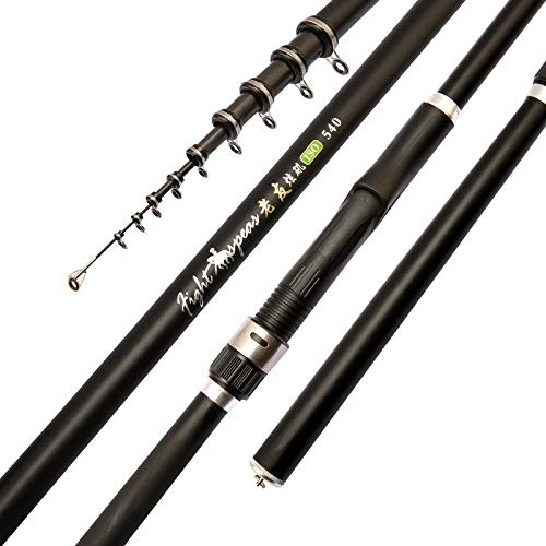 TUANZUN Teleskoprute,Angelrute,Fishing Stipprute Tragbare Rock-2.4m 3.6m 4.5m 5.4m 6.3.0M 7.2m Carp Rod Teleskop Sea Angelrute Spinnrute Carbon-Faser-Ultrahart(7.2 m)