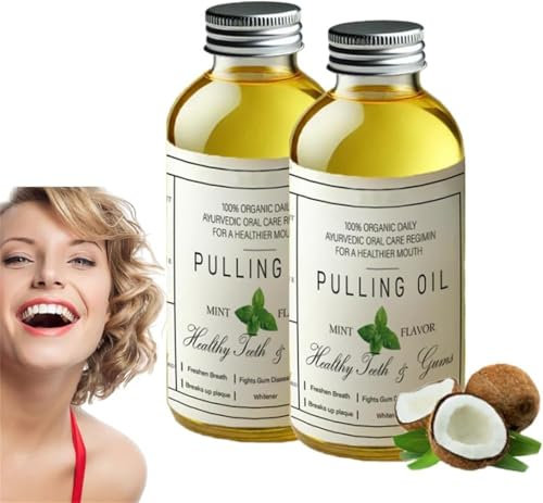 Aceite de coco orgánico puro de 4 onzas, sabor a menta, aceite de extracción totalmente natural, potente aceite orgánico de coco y menta, aceite de extracción para dientes y encías, cuidado bucal