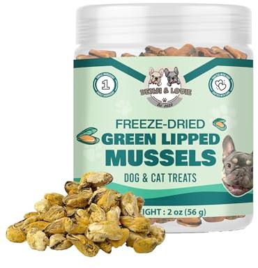 Benji & Louie - Freeze Dried Green Lipped Mussels, Natural Healthy Dog and Cat Treats, Single Ingredient, 2 oz
