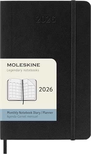 Moleskine Classic 12 Month 2026 Monthly Planner, Soft Cover, Pocket (3.5 x 5.5), Black, 128 pages