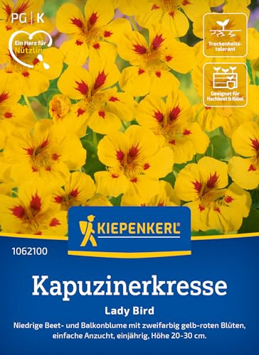 Kiepenkerl Kapuzinerkressesamen Lady Bird 1062100, Blumensaat | Bunte Blütenvielfalt für Garten & Küche mit gelb- roten Blüten, Blumenwiese