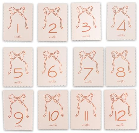 ZAIBIANHAO Baby Monthly Milestone Cards - Bow Theme First Holiday Cards Photo Props,Newborn Photography Props for Baby Shower,Baby Announcement Sign