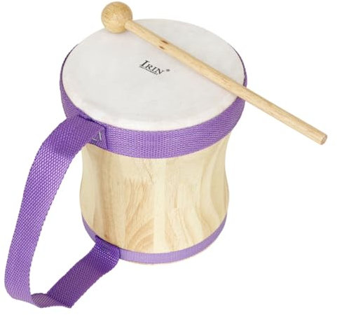 Abaodam Holztrommel Handtrommel Mit Schafspelz Oberfläche Tragbares Percussioninstrument Für Erwachsene Und Junge Mädchen Pädagogisches Musikinstrument Zur Rhythmusförderung Und Kreativitä