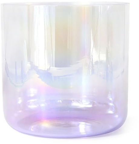 Kristall-Klangschalen-Set, 7 Zoll natürliche kosmische Lichtklangschale, 432 Hz Alchemie-Klangschale aus klarem Quarzkristall, for Klangheilung und Meditation, Gebet, Stressabbau(D Note)