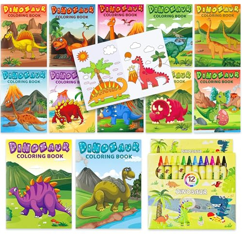 12 Pcs Mini Malbücher Bulk Set Party Bag Fillers Mit Stiften Kleine Aktivitätsbücher Mit Dinosaurier Themen Gefälligkeiten Geburtstag Goodies Zubehör Buch Geburtstagsfeier