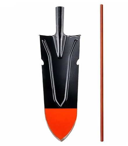 WY8 Shovel for Digging, 45cm Garden Sword Shovel Root Cutter with 120cm Wooden Handle, Heavy-Duty Trenching Shovel for Agriculture, Landscaping, Gardening, Planting, Construction, Hard Soil Breaking