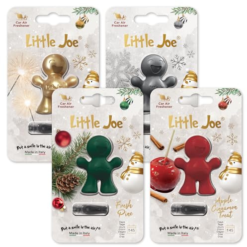 Little Joe Standard Christmas Auto-Lufterfrischer, 45 Tage lang anhaltender Duft, starker Duft, Lüftungsclip für Auto-Innenraum, Zuhause und Büro, 4 Stück
