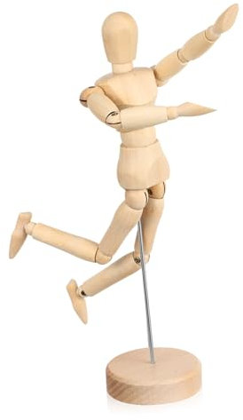 Holibanna Bewegliche Zeichenfigur Aus Holz Gegliederte Figur Für Künstler Marionette Zum Bemalen Mit Ständer