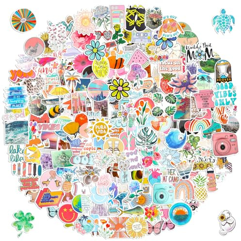 200 Stück Sticker Aesthetic Set,Coole Sticker,Vinyl Wasserfeste | Aufkleber für Fotoalbum,Laptop,Tagebuch,Wasserflaschen,Sammelalbum,Gitarre,Mobiltelefon,Fahrrad,Skateboard,Koffer usw