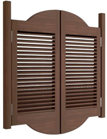 YVYKFZD Saloon Porte Battante, Porte Saloon en bois massif avec charnières, Portes de Séparation intérieure à persiennes, Portes de Café à fermeture automatique, sur mesure(Coffee,W28xH39)