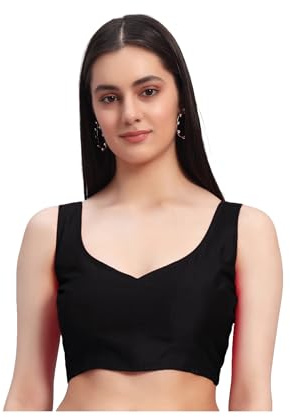 Kartutva Women's Readymade Sleeveless Saree Blouse Indian Designer Solid Choli Crop Top