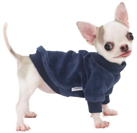 LOPHIPETS Fleece-Lined Dog Sweatshirt Coat for Chihuahuas & Teacup Puppies & Small Dogs Breeds | Fits 0.5-1.2 lbs | Navy, XX-Small